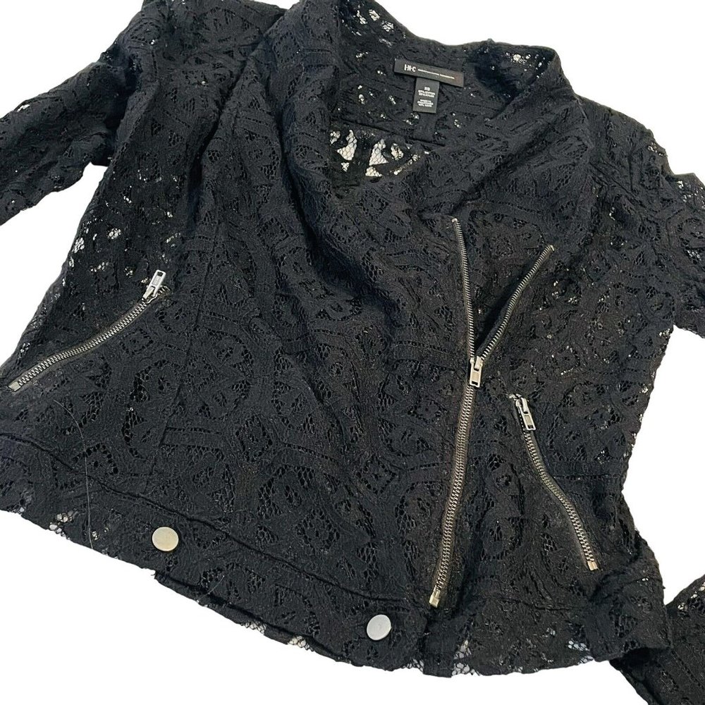 INC International Concepts Women's Deep Black Lace  Jacket  Size X Small Zipper - Picture 10 of 14